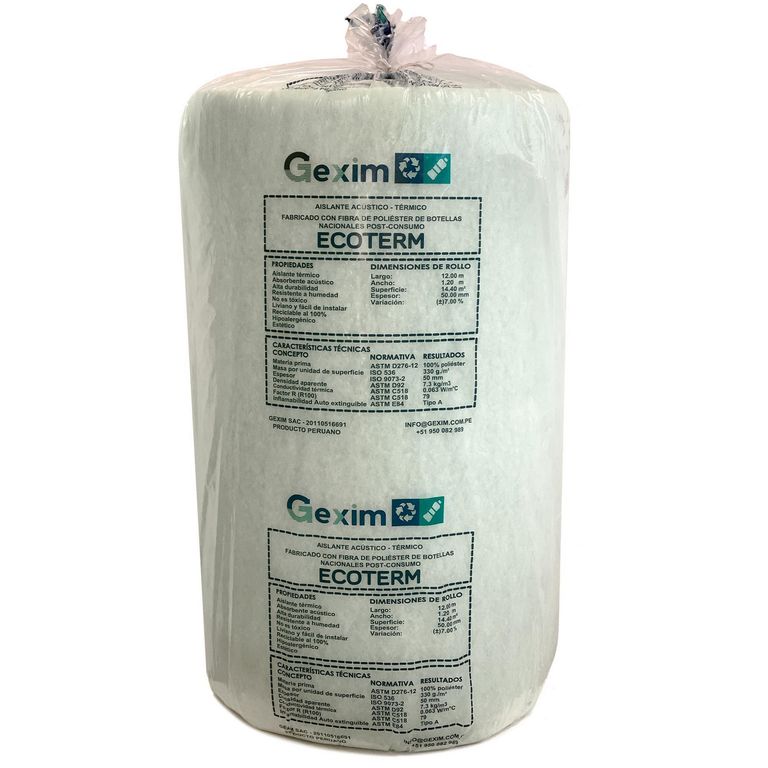 Lana de Poliéster Termoacústica Ecológica 1.2x12m