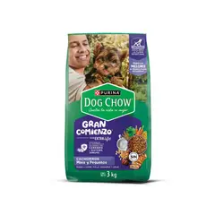 DOG CHOW - Cachorro 3kg de Carne, pollo, verduras y leche raza mini y pequeños