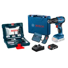 BOSCH - Taladro percutor GSB 185-LI 18V + 1 Batería 18V GBA 2.0Ah + 23 accesorios + Set de Puntas y Brocas V-line 41 unidades