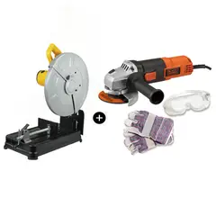 STANLEY - Kit Tronzadora de Metales 14" SSC22 + Amoladora Angular 4-1/2" G720 + Maleta plástica B+D