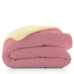 undefined - Edredón Sherpa 2 Plazas Rosado/Beige