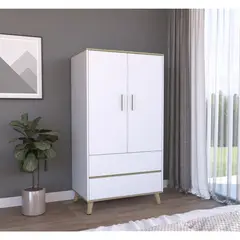 TUHOME - Ropero Blanco 2 Puertas 2 Cajones Bicolor