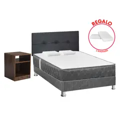 undefined - Dormitorio Acqua 2 Plazas + 2 Almohadas + Protector + Mesa de Noche Japón