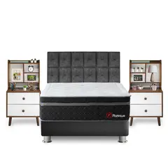 FORLI - Dormitorio Platinium King + Velador Repisa Fashion