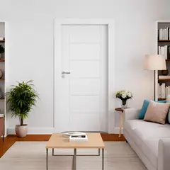 PAMA - Combo Puerta Interior Contraplacada HDF Ruteada Opera Blanco (Marco + Bisagras)