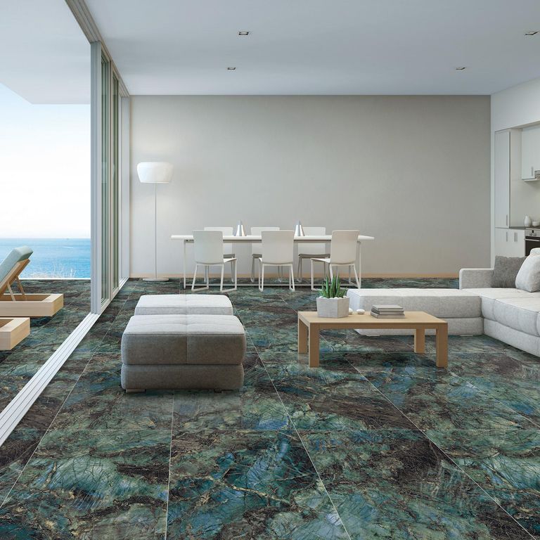 Porcelanato Verde 60x60cm 1.44m2 Marmolado Alto brillo Tulum