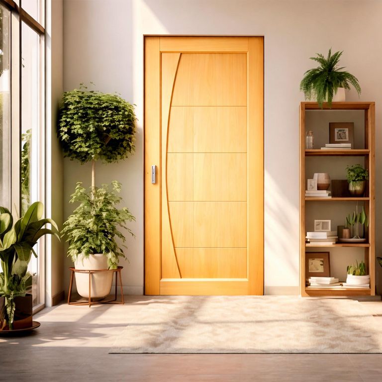 Puerta de Madera Principal Pino Sólida Bisel California Natural