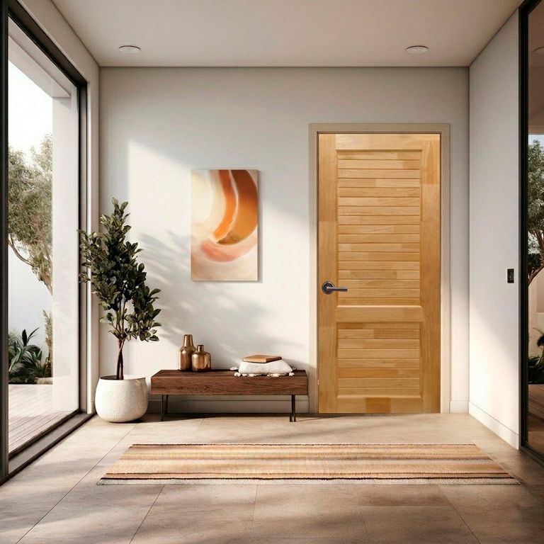 Puerta de Madera Principal Pino Solida Nat Bisel Paris