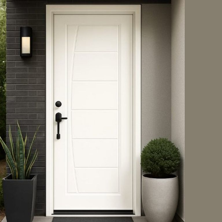 Puerta de Madera Principal Pino Sólida Bisel California Blanca