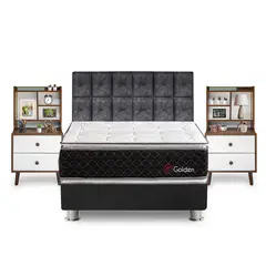 FORLI - Dormitorio Golden King + Velador Repisa Fashion