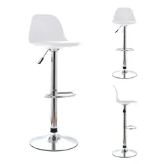 BONNO - Set 3 Bancos de Bar Giratorio Boat Blanco