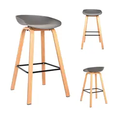 BONNO - Set 3 Bancos de Bar Misuri Gris