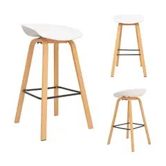 BONNO - Set 3 Bancos de Bar Misuri Blanco