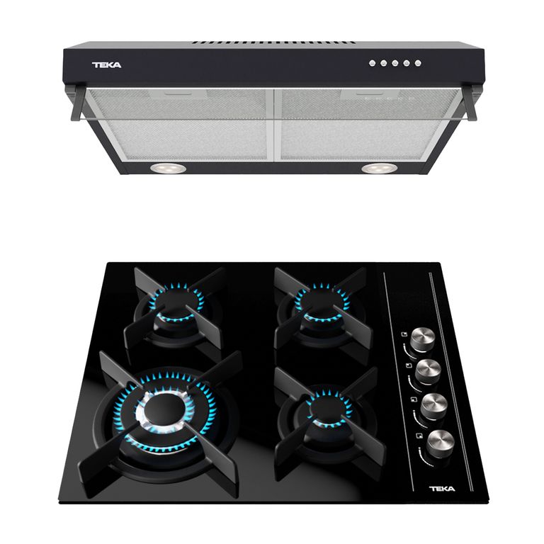 Combo Encimera Empotrable + Campana Extractora 60cm Duetto Negro