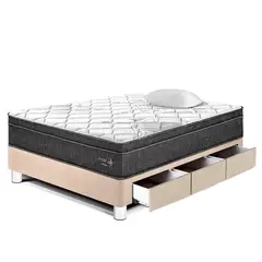 PARAISO - Cama con Cajones Pocket Star 1.5 Plazas + Almohada + Protector