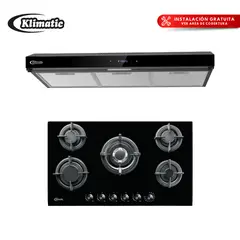 KLIMATIC - Combo Cocina Empotrable 5 Hornillas Gina X + Campana Extractora Volendam