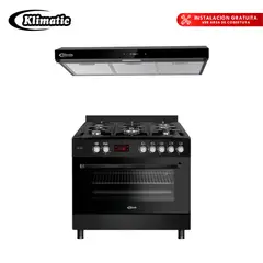 KLIMATIC - Combo Cocina A Gas 5 Hornillas Accent + Campana Extractora Volendam