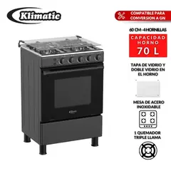 KLIMATIC - Cocina 4 Hornillas Lindau Black