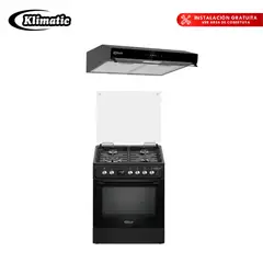 KLIMATIC - Combo Cocina A Gas 4 Hornillas Venti + Campana Extractora Amsterdam