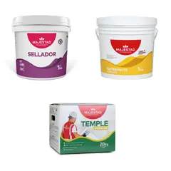 MAJESTAD - Imprimante Acrílico 1gl + Sellador 1gl + Temple fino 20 kg caja