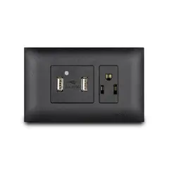 VETO - Mixto Usb Doble + Toma Polariz Negro Viv19437