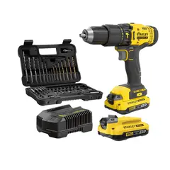 STANLEY - Kit Taladro Percutor 20V con 2 Baterías + Cargador + Set de 50Pz