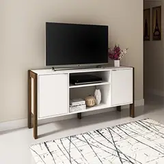 undefined - Mesa de TV 55" Canadá Blanco/Nogal