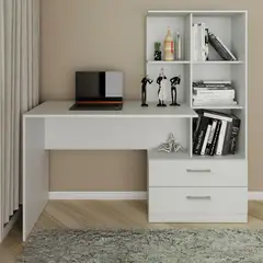 2020 HOME - Escritorio con Estante Poli Blanco