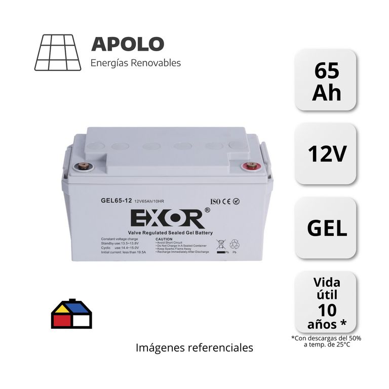 BATERIA EXOR APOLO 12V 65AH GEL