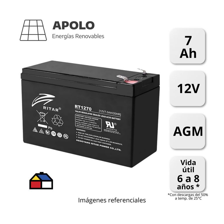 BATERIA RITAR APOLO 12V 7AH