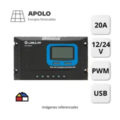 APOLLO - Controlador Ldsolar Apolo C/Usb 12V/24V 20Ah
