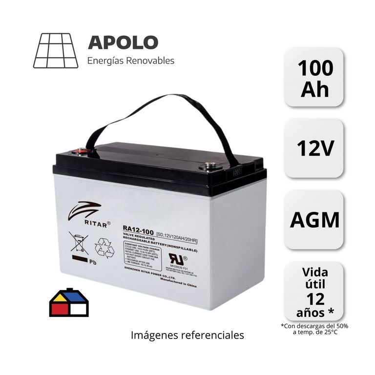 BATERIA RITAR APOLO 12V 100AH