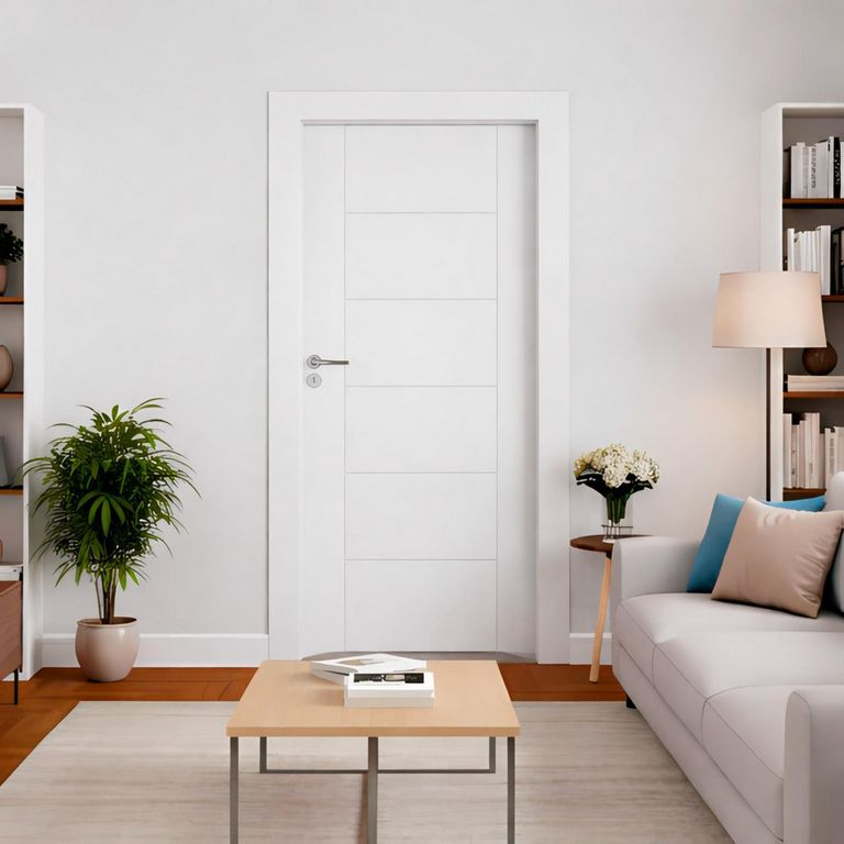 Combo Puerta Interior Contraplacada HDF Ruteada Opera Blanco (Marco + Bisagras)