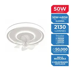 ILUMA - Ventilador Plafón 50W Blanco