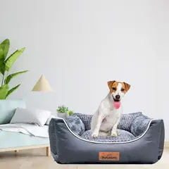 PETIZOOS - Cama Cuadrada Gris 20x68x77cm Premium