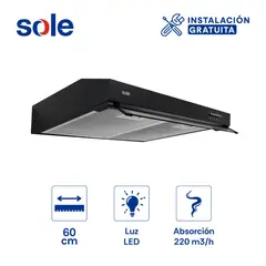 SOLE - Campana Extractora 60cm Nyx TURE96CO Negro