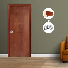 DIMFER - Combo Puerta Interior Ópera Cedro Africano 80 cm + Marco Teñido Cedro 30 x 59 x 2120 mm