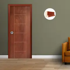 DIMFER - Combo Puerta Interior MDF Ópera Cedro Africano + Marco Teñido Cedro 30 x 59 x 2120 mm