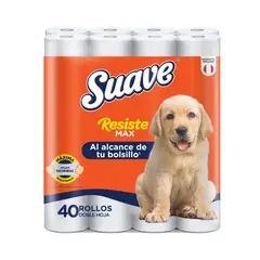 SUAVE - Papel Higiénico Resistemax Doble Hoja x40