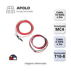 APOLLO - Kit Cables Panel Solar 5m + Batería 6Awg 2m con Terminales Apolo