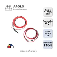 APOLLO - Kit Cables Panel Solar 5m + Batería 4Awg 2m con Terminales Apolo