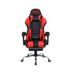 KUZLER - Silla Gamer Roja Masajeador Lumbar Reposapiés y Base Metálica RIK-101RE