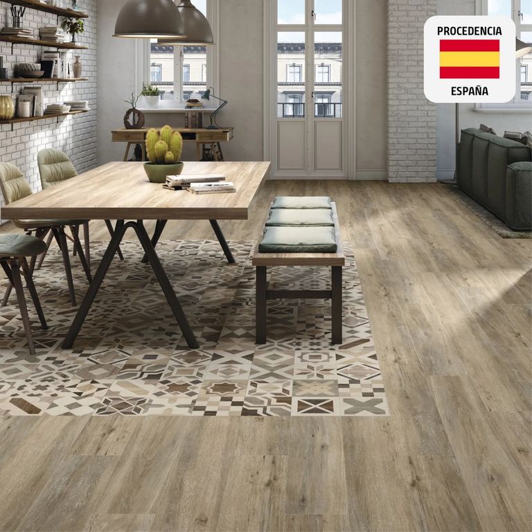 Porcelanato Marrón 20x120cm 1.20m2 Maderado Mate MaryLand Natural