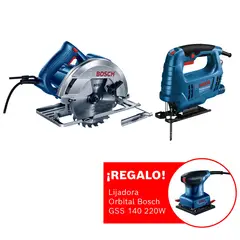 BOSCH - Sierra Circular+disco+bolso+Sierra caladora+1 hoja de corte+Lijadora Orbital GSS 140+1 lija