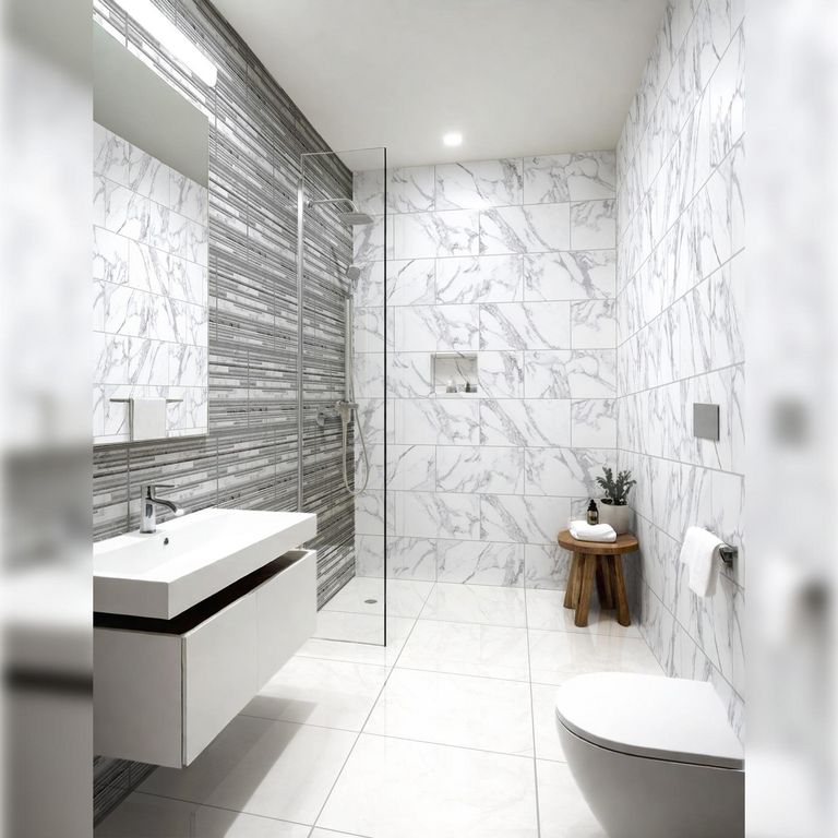 Cerámica Marmolizado Bianco Apuano 30x60cm 1.44m2