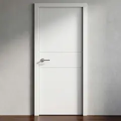 PAMA - Combo Puerta Interior Contraplacada HDF Ruteada Santorini Blanca (Marco + Bisagras + Perforación)