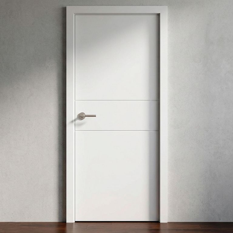 Combo Puerta Interior Contraplacada HDF Ruteada Santorini Blanca (Marco + Bisagras + Perforación)