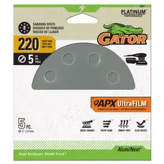 RUST OLEUM - Set 5 Discos de Lija Velcro Premium 5" Grano 220 Gator Platinum