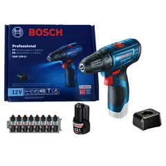 BOSCH - Taladro/atornillador InalámbricoGSR 120-LI 1 Batería +Maletín + Set Puntas para Atornillar