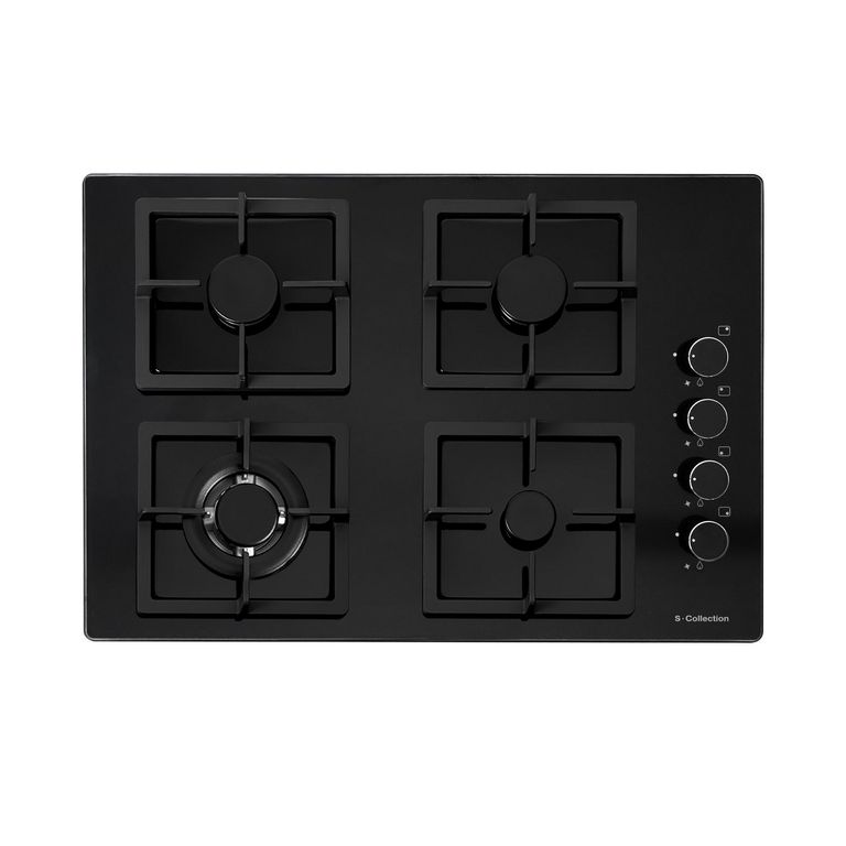 Encimera Empotrable A Gas 4 Hornillas 60cm S-Collection SOLCO075 Negro